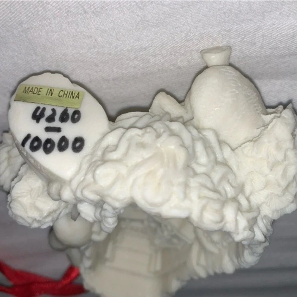 Vintage Mark Klaus White 3D Christmas Holiday Ornament Santa & boy 4260 10000